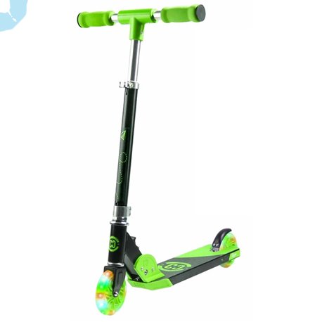 CORE Foldy Junior Foldable Scooter with LED Wheels - Black / Green